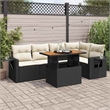 vidaXL 6 Piece Solid Acacia Wood Sofa Set in Black/White/Cream