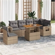vidaXL 7 Piece Solid Acacia Wood Sofa Set in Gray/Beige