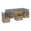 vidaXL 7 Piece Solid Acacia Wood Sofa Set in Gray/Beige
