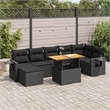 vidaXL 8 Piece Solid Acacia Wood Small Sofa Set in Black