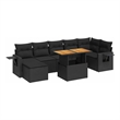 vidaXL 8 Piece Solid Acacia Wood Small Sofa Set in Black
