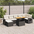 vidaXL 8 Piece Solid Acacia Wood Sofa Set in Black/White/Cream