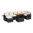 vidaXL 8 Piece Solid Acacia Wood Sofa Set in Black/White/Cream