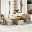 vidaXL 8 Piece Solid Acacia Wood Sofa Set in White/Cream/Beige