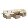 vidaXL 8 Piece Solid Acacia Wood Sofa Set in White/Cream/Beige