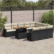 vidaXL 11 Piece Solid Acacia Wood Sofa Set in Black/White/Cream