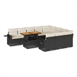 vidaXL 11 Piece Solid Acacia Wood Sofa Set in Black/White/Cream