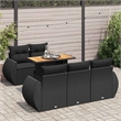 vidaXL 6 Piece Solid Acacia Wood Sofa Set in Black