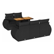 vidaXL 6 Piece Solid Acacia Wood Sofa Set in Black