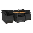 vidaXL 7 Piece Solid Acacia Wood Sofa Set in Black