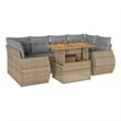 vidaXL 7 Piece Solid Acacia Wood Sofa Set in Beige
