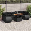 vidaXL 8 Piece Solid Acacia Wood Sofa Set in Black