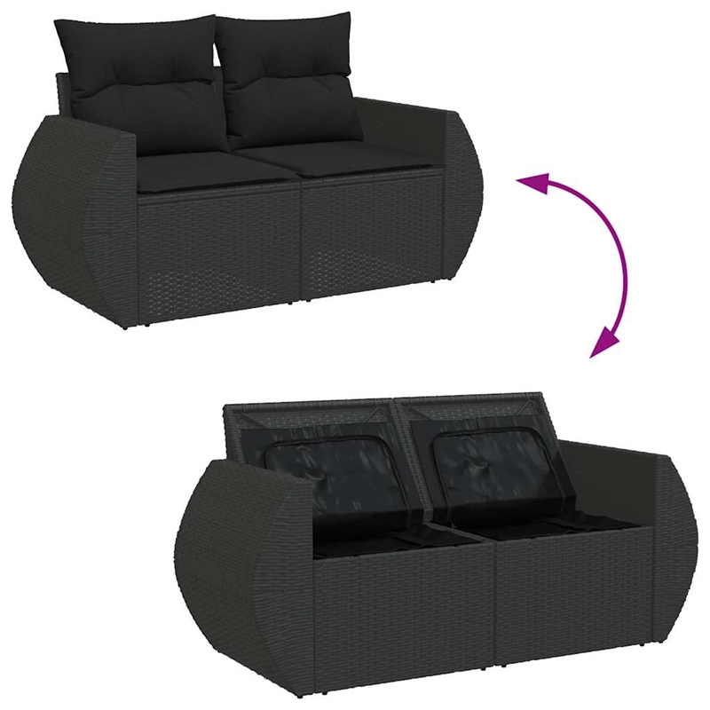 vidaXL 8 Piece Solid Acacia Wood Sofa Set in Black