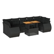 vidaXL 8 Piece Solid Acacia Wood Sofa Set in Black