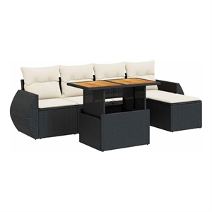 vidaXL Solid Acacia Wood Sofa Set in Black