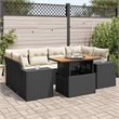 vidaXL 7 Piece Solid Acacia Wood Sofa Set in Black/White/Cream