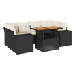 vidaXL 7 Piece Solid Acacia Wood Sofa Set in Black/White/Cream