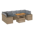 vidaXL 8 Piece Solid Acacia Wood Sofa Set in Gray/Beige