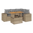 vidaXL 5 Piece Solid Acacia Wood Sofa Set in Gray/Beige