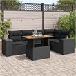 vidaXL 6 Piece Solid Acacia Wood Sofa Set in Black