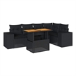 vidaXL 6 Piece Solid Acacia Wood Sofa Set in Black