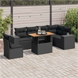 vidaXL 7 Piece Solid Acacia Wood Sofa Set in Black