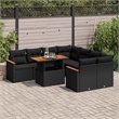 vidaXL 9 Piece Solid Acacia Wood Large Patio Sofa Set in Black