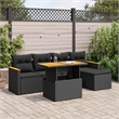 vidaXL 6 Piece Solid Acacia Wood Sofa Set in Black
