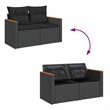 vidaXL 6 Piece Solid Acacia Wood Sofa Set in Black
