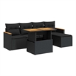vidaXL 6 Piece Solid Acacia Wood Sofa Set in Black