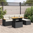 vidaXL 6 Piece Solid Acacia Wood Sofa Set in Black/White/Cream