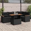 vidaXL 6 Piece Solid Acacia Wood Sofa Set in Black