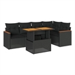 vidaXL 6 Piece Solid Acacia Wood Sofa Set in Black