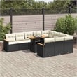 vidaXL 11 Piece Poly Rattan Large Sofa Set in Black/White/Cream