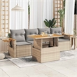 vidaXL 5 Piece Solid Acacia Wood Sofa Set in Gray/Beige
