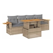 vidaXL 5 Piece Solid Acacia Wood Sofa Set in Gray/Beige