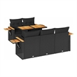 vidaXL 6 Piece Solid Acacia Wood Sofa Set in Black