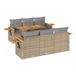 vidaXL 7 Piece Solid Acacia Wood Sofa Set in Gray/Beige