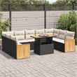 vidaXL 10 Piece Solid Acacia Wood Sofa Set in Black