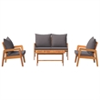 vidaXL Solid Acacia Wood Bistro Set with Cushions in Brown