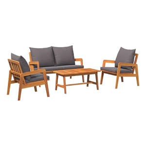 vidaXL Solid Acacia Wood Bistro Set with Cushions in Brown