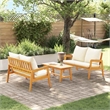 vidaXL Solid Acacia Wood Bistro Set with Cushions in Brown