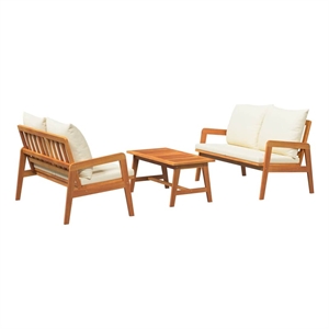 vidaXL Solid Acacia Wood Bistro Set with Cushions in Brown