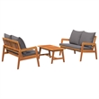 vidaXL Solid Acacia Wood Bistro Set with Cushions in Brown