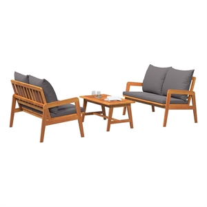 vidaXL Solid Acacia Wood Bistro Set with Cushions in Brown