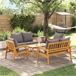 vidaXL Solid Acacia Wood Bistro Set with Cushions in Brown