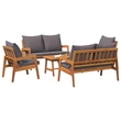 vidaXL Solid Acacia Wood Bistro Set with Cushions in Brown