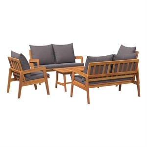 vidaXL Solid Acacia Wood Bistro Set with Cushions in Brown