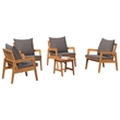 vidaXL Solid Acacia Wood Bistro Set with Cushions in Brown