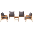 vidaXL Solid Acacia Wood Bistro Set with Cushions in Brown